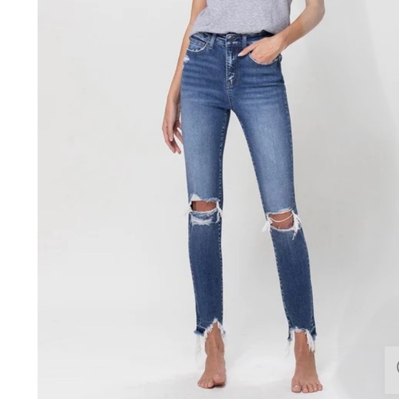 Flying Monkey Highrise Stretch Distress Faded 100% Cotton Skinny Jean Size 28 - Picture 1 of 15
